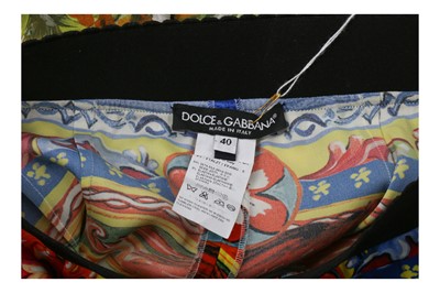 Lot 131 - Dolce & Gabbana Silk Print Trouser Co-ord - Size 40