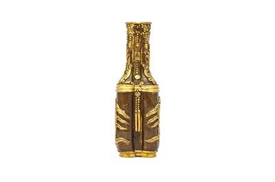 Lot 197 - A CHINESE GILT-BRONZE TOOL VASE.