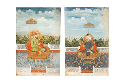 Lot 617 - TWO PORTRAITS OF THE MUGHAL PROGENITOR TIMUR AND THE MUGHAL EMPEROR SHAH JAHAN