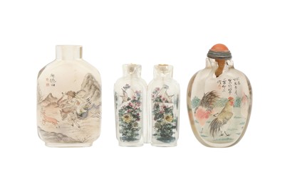 Lot 205 - THREE CHINESE INSIDE-PAINTED SNUFF BOTTLES.