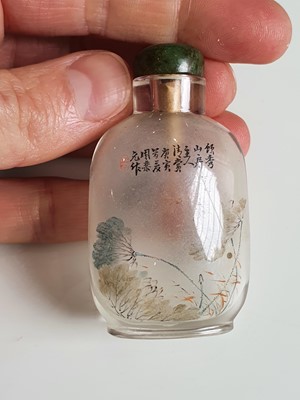 Lot 204 - A CHINESE INSIDE-PAINTED 'LOTUS POND' SNUFF BOTTLE.