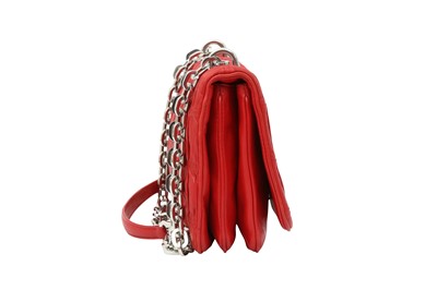 Lot 9 - Prada Red Nappa Gaufre Chain Flap Bag
