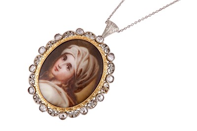 Lot 25 - A portrait miniature and diamond brooch/pendant