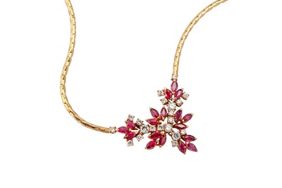 Lot 108 - A ruby and diamond necklace