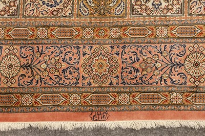 Lot 30 - AN EXTREMELY FINE, SIGNED SILK QUM RUG, CENTRAL PERSIA