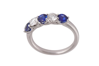 Lot 72 - A diamond and sapphire five-stone ring