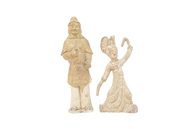 Lot 313 - TWO CHINESE POTTERY FIGURES.
