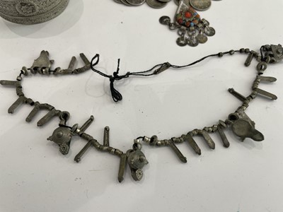 Lot 829 - A LARGE GROUP OF TIBETAN JEWELLERY AND METALWORK.