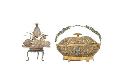 Lot 720 - TWO CHINESE FILIGREE-WORK ITEMS.