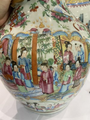 Lot 539 - TWO LARGE CHINESE FAMILLE ROSE VASES.