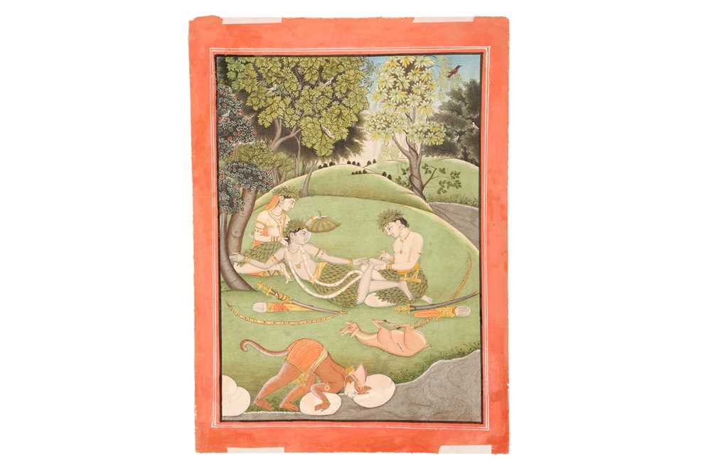 Lot 291 - LAKSHMANA PLUCKING A THORN FROM RAMA'S FOOT