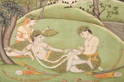 Lot 291 - LAKSHMANA PLUCKING A THORN FROM RAMA'S FOOT