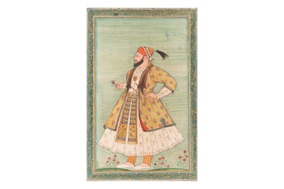 Lot 609 - A STANDING PORTRAIT OF ABUL HASAN QUTB SHAH (R. 1672-1686)