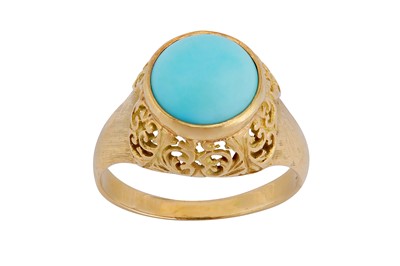Lot 14 - A TURQUOISE RING