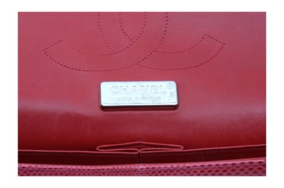 Lot 3 - Chanel Red Embossed Jumbo Classic Double Flap Bag