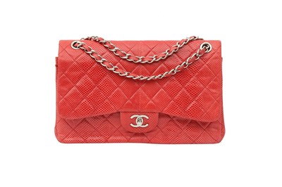 Lot 40 - Chanel Red Jumbo Classic Double Flap Bag