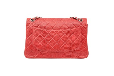 Lot 58 - Chanel Red Embossed Jumbo Classic Double Flap Bag
