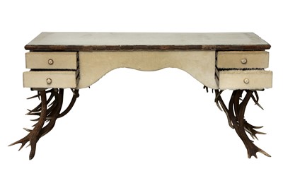 Lot 224 - DANILO SCHIRATO, AN ANIMAL HIDE KNEEHOLE DESK, CONTEMPORARY