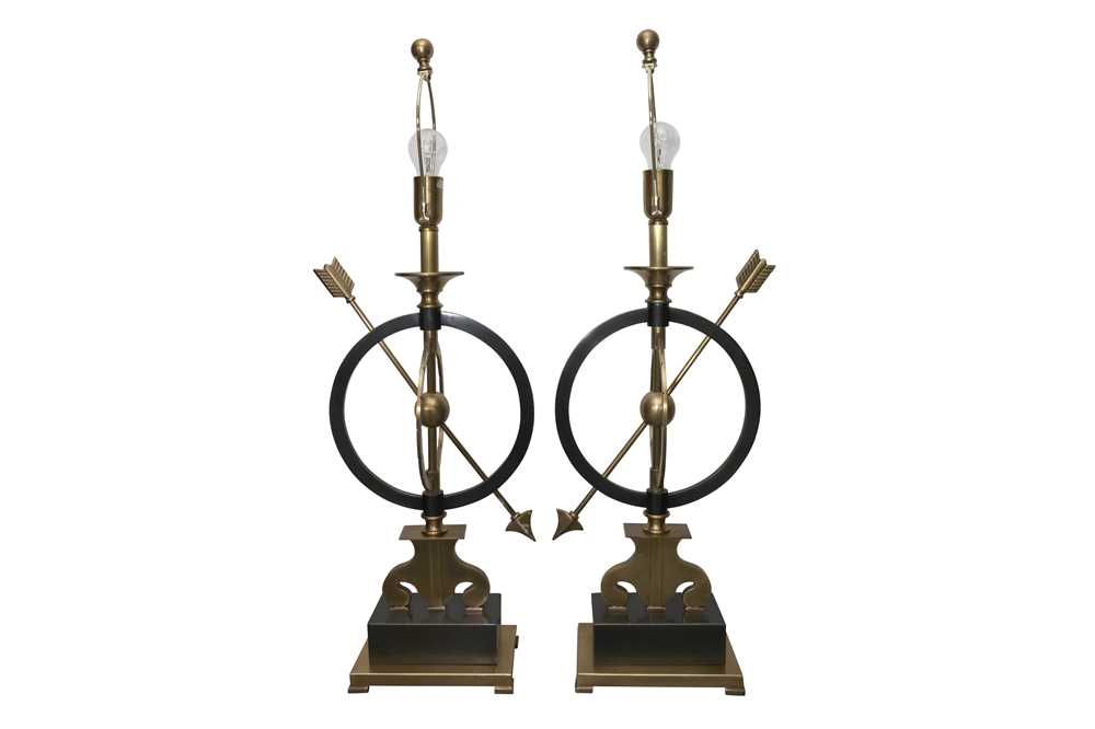 Lot 203 - PAOLO MOSCHINO FOR NICHOLAS HASLAM, A PAIR OF ARMILLARY STYLE TABLE LAMPS, CONTEMPORARY