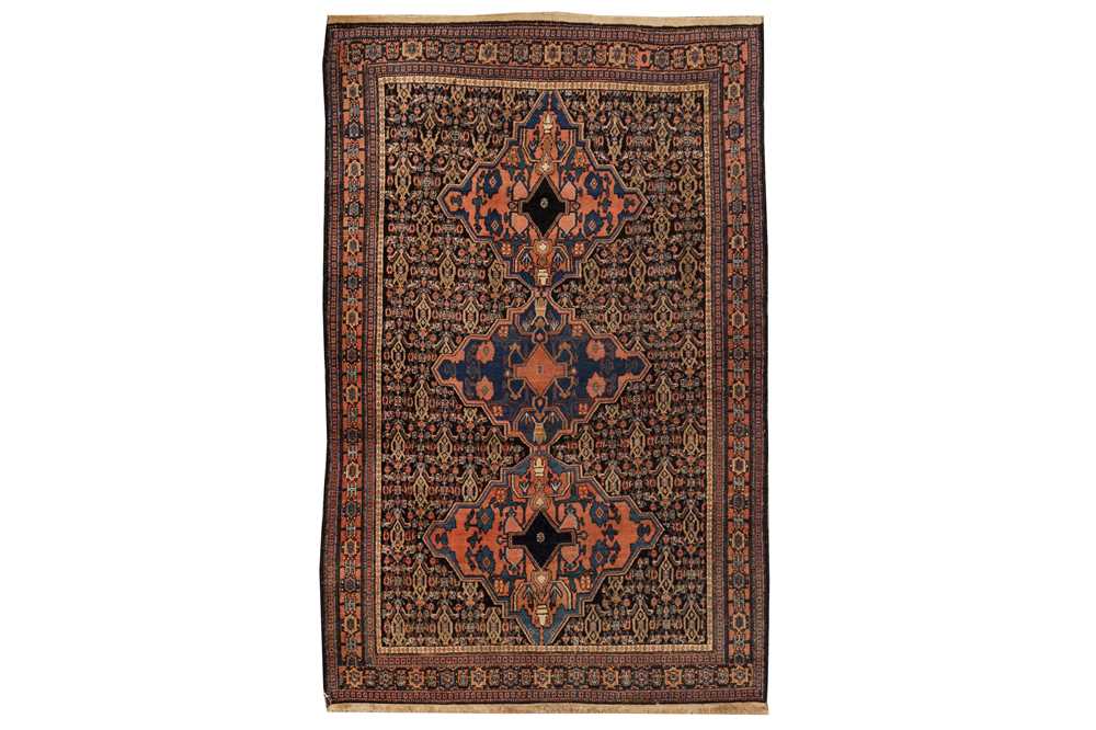 Lot 3 - AN ANTIQUE SENNEH RUG, WEST PERSIA