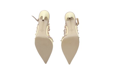 Lot 378 - Valentino Cream Rockstud Caged Heeled Pump - Size 41