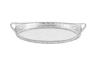 Lot 310 - An early 20th century Dutch 950 standard silver twin handled galleried tray, s'Gravenhage (The Hague) 1922