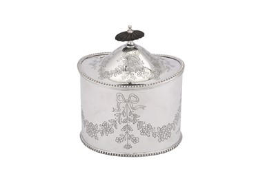 Lot 134 - A LATE 20TH CENTURY STERLING SILVER TEA CADDY, IMPORT MARKS FOR LONDON 1987 BY EMP (UNTRACED)