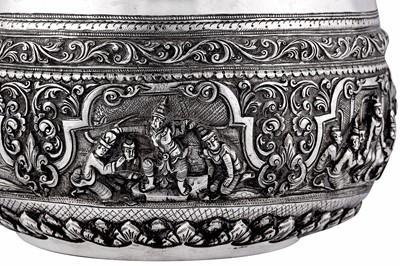 Lot 174 - A late 19th century Burmese unmarked silver bowl, Rangoon circa 1890