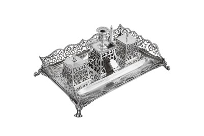 Lot 535 - A Victorian sterling silver inkstand, London 1844 by Charles Thomas Fox and George Fox