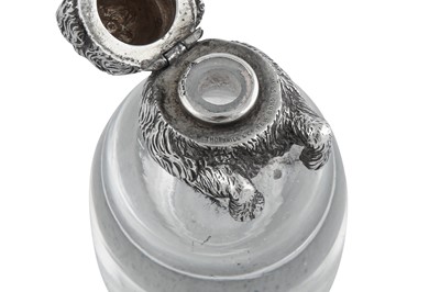 Lot 60 - A Victorian unmarked silver mounted novelty inkwell, London circa 1880 retailed by Walter Thornhill