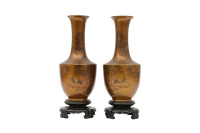 Lot 283a - A PAIR OF CHINESE FUJIANESE GOLD LACQUER VASES.