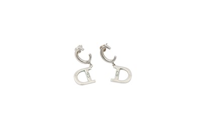 Lot 593 - Christian Dior Logo Pierced Earrings