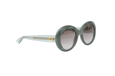 Lot 205 - Gucci Teal Round GG Logo Sunglasses