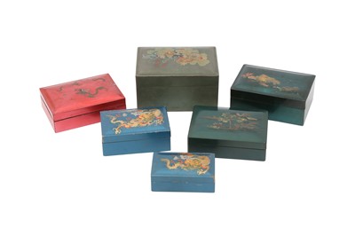 Lot 304 - SIX CHINESE LACQUER BOXES AND COVERS.