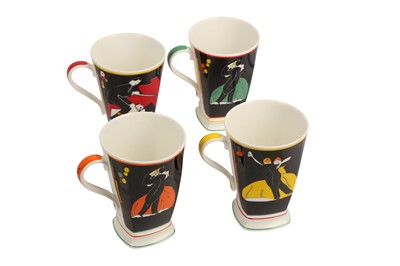 Lot 91 - A COLLECTION OF LIMITED EDITION WEDGWOOD CLARICE CLIFF CENTENARY CUPS AND SAUCERS, CIRCA 1999