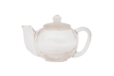 Lot 15 - A CHINESE ROCK CRYSTAL TEAPOT AND COVER.