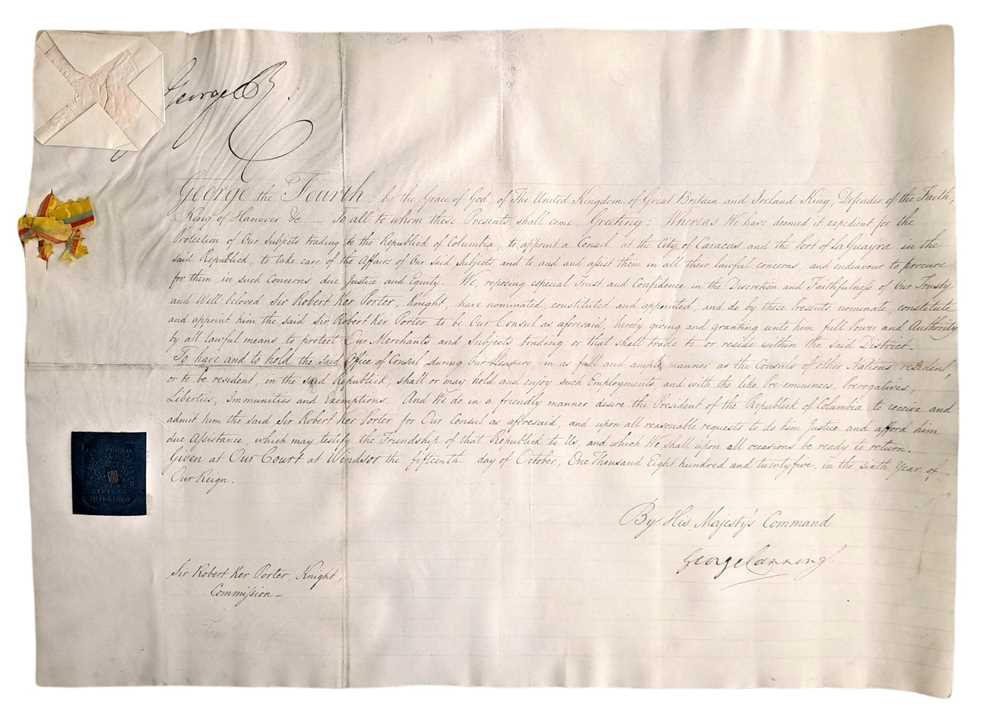 Lot 8 - DOCUMENT SIGNED BY GEORGE IV, KING OF THE UNITED KINGDOM OF GREAT BRITAIN AND IRELAND (1820-1830)
