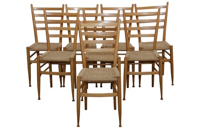 Lot 88 - A SET OF EIGHT BEECHWOOD LADDERBACK DINING CHAIRS