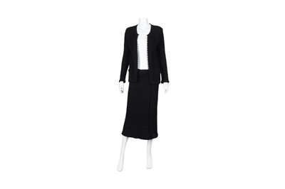 Lot 168 - Chanel Navy Knitted Skirt and Cardigan Suit