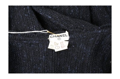 Lot 168 - Chanel Navy Knitted Skirt and Cardigan Suit