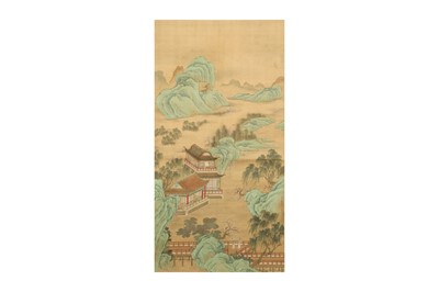 Lot 158 - QIU YING (follower of, 1494 – 1552). Palace landscape.