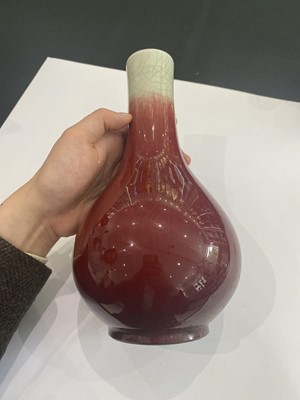 Lot 91 - A CHINESE COPPER RED-GLAZED VASE.