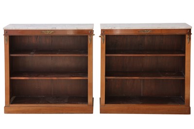 Lot 8 - A PAIR OF EMPIRE STYLE WALNUT BOOKCASES, EARLY 20TH CENTURY