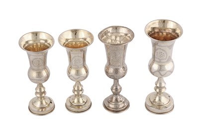 Lot 336 - Judaica – Three George V sterling silver gilt kiddish cups, London 1921 by Joseph Zweig
