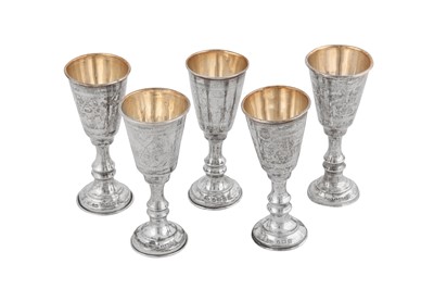 Lot 337 - Judaica – four George V sterling silver kiddish cups, London 1912 by Jacob Rozenzweig