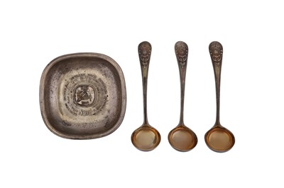Lot 197 - THREE VICTORIAN STERLING SILVER TODDY LADLES, SHEFFIELD 1876 BY JAMES DIXON AND SONS