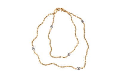 Lot 180 - A diamond set fancy-link chain necklace