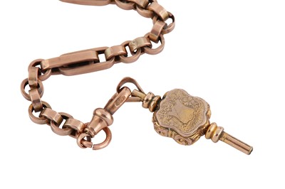 Lot 324 - AN ALBERT CHAIN WITH POCKET WATCH KEY