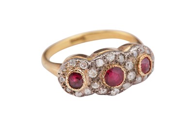 Lot 2 - A ruby and diamond cluster ring