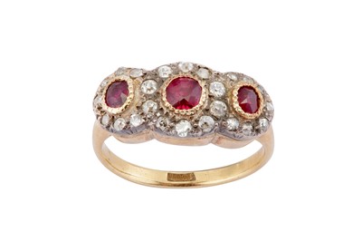 Lot 2 - A ruby and diamond cluster ring